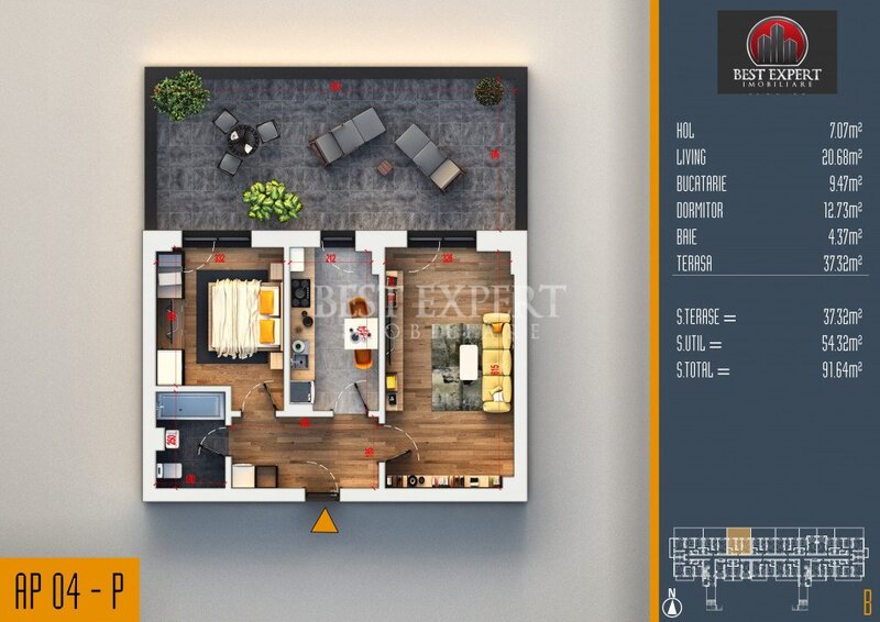 Titan 2 camere cu terasa -finisaje premium/ credit ipotecar 15%